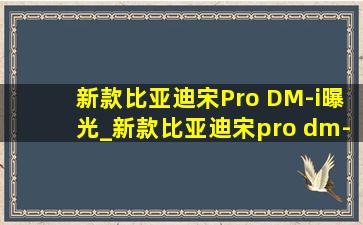 新款比亚迪宋Pro DM-i曝光_新款比亚迪宋pro dm-i上市时间